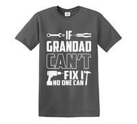 Camiseta con texto en inglés "If Grandad Can't Fix It No One Can", Camiseta gris con estampado blanco, 4XL
