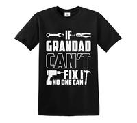 Camiseta con texto en inglés "If Grandad Can't Fix It No One Can", Camiseta negra con estampado blanco, 3XL
