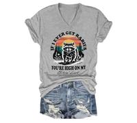 Camiseta con texto en inglés "If I Ever Get Rabies If I Ever Get Rabies You're High On My Bitin' List", camiseta gráfica divertida, Gris-1, M