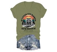 Camiseta con texto en inglés "If I Ever Get Rabies If I Ever Get Rabies You're High On My Bitin' List", camiseta gráfica divertida, Verde, 1, M