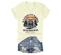 Camiseta con texto en inglés "If I Ever Get Rabies If I Ever Get Rabies You're High On My Bitin' List", camiseta gráfica divertida, Amarillo cremoso-1, M