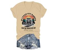 Camiseta con texto en inglés "If I Ever Get Rabies If I Ever Get Rabies You're High On My Bitin' List", camiseta gráfica divertida, Caqui-1, M