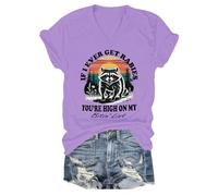 Camiseta con texto en inglés "If I Ever Get Rabies If I Ever Get Rabies You're High On My Bitin' List", camiseta gráfica divertida, Púrpura claro-1, M