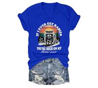 Camiseta con texto en inglés "If I Ever Get Rabies If I Ever Get Rabies You're High On My Bitin' List", camiseta gráfica divertida, Azul zafiro-1, M