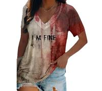 Camiseta con texto en inglés "I'm Fine Bloody" con camisa manchada de sangre, camiseta sangrienta de Halloween Im Fine Bloody, marrón, XXL