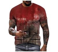 Camiseta con texto en inglés "I'm Fine Bloody Halloween Bloody Funny Gifts Halloween Scary Nights Shirt Men The Evil Dead Print T Scary Tshirts Men Tops Problem Resolved, rosso, M