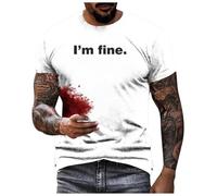 Camiseta con texto en inglés "I'm Fine Bloody Halloween Bloody Funny Gifts Halloween Scary Nights Shirt Men The Evil Dead Print T Scary Tshirts Men Tops Problem Resolved, blanco, L