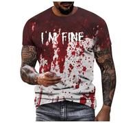 Camiseta con texto en inglés "I'm Fine Bloody Halloween Bloody Funny Gifts Halloween Scary Nights Shirt Men The Evil Dead Print T Scary Tshirts Men Tops Problem Resolved, azul, M