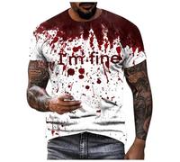 Camiseta con texto en inglés "I'm Fine Bloody Halloween Bloody Funny Gifts Halloween Scary Nights Shirt Men The Evil Dead Print T Scary Tshirts Men Tops Problem Resolved, marrón, 3XL
