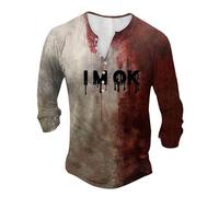 Camiseta con texto en inglés "Im Fine Bloody Shirt Problem Solved Bloody Shirt", regalos divertidos, decoración clásica, manga corta, cuello redondo, estampado en toda la superficie, camisetas