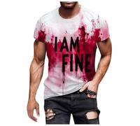 Camiseta con texto en inglés "I'm Fine It's Not My Bloody Graphic Funny Shirts Casual T Fun Gifts Halloween Bloody Cloth Halloween Shirt Graphic Novelty Very Funny T Problem Resolved Print, rosso, XL