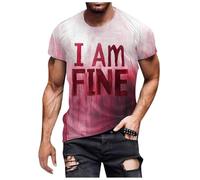 Camiseta con texto en inglés "I'm Fine It's Not My Bloody Graphic Funny Shirts Casual T Fun Gifts Halloween Bloody Cloth Halloween Shirt Graphic Novelty Very Funny T Problem Resolved Print, hot pink