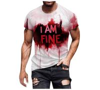 Camiseta con texto en inglés "I'm Fine It's Not My Bloody Graphic Funny Shirts Casual T Fun Gifts Halloween Bloody Cloth Halloween Shirt Graphic Novelty Very Funny T Problem Resolved Print, Rojo De La