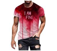 Camiseta con texto en inglés "I'm Fine It's Not My Bloody Graphic Funny Shirts Casual T Fun Gifts Halloween Bloody Cloth Halloween Shirt Graphic Novelty Very Funny T Problem Resolved Print, naranja, L