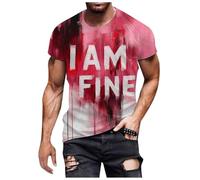 Camiseta con texto en inglés "I'm Fine It's Not My Bloody Graphic Funny Shirts Casual T Fun Gifts Halloween Bloody Cloth Halloween Shirt Graphic Novelty Very Funny T Problem Resolved Print, rosa claro