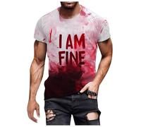 Camiseta con texto en inglés "I'm Fine It's Not My Bloody Graphic Funny Shirts Casual T Fun Gifts Halloween Bloody Cloth Halloween Shirt Graphic Novelty Very Funny T Problem Resolved Print, rosa, L