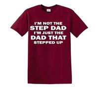 Camiseta con texto en inglés «I'm NOT The Step Dad», Camiseta granate con estampado blanco, L