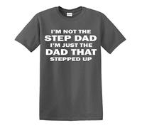 Camiseta con texto en inglés «I'm NOT The Step Dad», Camiseta gris con estampado blanco, S
