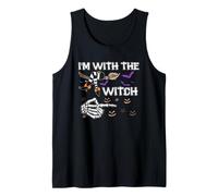 Camiseta con Texto en inglés I'm with The Witch, Divertido Disfraz de Halloween para él y Camiseta sin Mangas