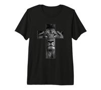 Camiseta con Texto en inglés Jesus Cross Lion Face Faith in God Camiseta Premium