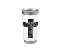 Camiseta con texto en inglés "Jesus Cross Lion Face Faith in God" Vaso térmico de acero inoxidable de doble pared