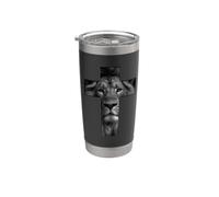 Camiseta con texto en inglés "Jesus Cross Lion Face Faith in God" Vaso térmico de acero inoxidable de doble pared