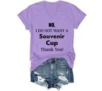 Camiseta con texto en inglés "No I Do Not Want A Souvenir Cup Thank You" para mujer y hombre, Púrpura-V, L