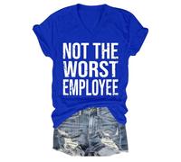Camiseta con texto en inglés "Not The Worst Employeee", camiseta divertida con frase sarcástica, Azul zafiro-1, L