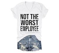 Camiseta con texto en inglés "Not The Worst Employeee", camiseta divertida con frase sarcástica, Blanco-1, M