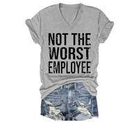 Camiseta con texto en inglés "Not The Worst Employeee", camiseta divertida con frase sarcástica, Gris-1, XXL