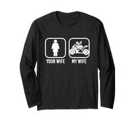 Camiseta con Texto en inglés Your Wife, My Wife Motorbike - Motorcycle Dad Mom Manga Larga