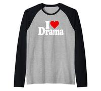 Camiseta con Texto I Love Drama Drama Camiseta Manga Raglan