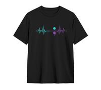 Camiseta Concientización sobre La Prevención del Suicidio Punto Y Coma Mantener El Ritmo Cardíaco T-Shirt Básica Camiseta De Hombre Informal Mangas Cortas para Deportiva Correr Entrenamiento M