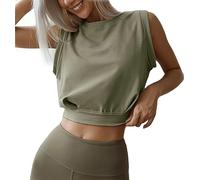 Camiseta corta atlética para mujer, camiseta sin mangas de verano Y2K, camiseta sin mangas con cuello redondo para yoga, correr, gimnasio, ejercicio, baile, camisetas básicas sólidas, ropa deportiva,