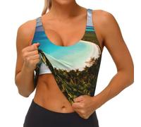 Camiseta corta deportiva con estampado de Isla de Cuba para mujer, de secado rápido, para gimnasio, yoga, entrenamiento, Negro, XL