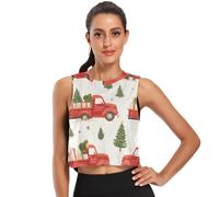 Camiseta corta sin mangas de seda de hielo para mujer, de secado rápido, talla S, Merry Christmas Red Truck, M