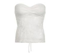 Camiseta corta sin tirantes para mujer, sin tirantes, espalda descubierta, encaje transparente, cosido en el pecho, chalecos bandeau ajustados, camisola sin mangas, blanco, M