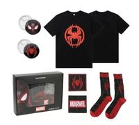 Camiseta Corta Spider-Man Miles Morales Unisex - Camiseta Negra Single Jersey con Logo Araña Rojo, Talla Única, Ropa Casual de Invierno y Regalo con Licencia Oficial Marvel