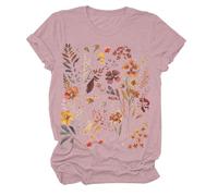 Camiseta Court imprimé à Manches Courtes et col Rond Pour Femme, Rosa., M