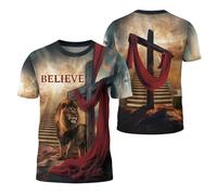 Camiseta Creer En La Religión, El Cristianismo Y Jesús. Shirts Unisex Manga Corta Transpirable Camisetas Básicas para Camping Senderismo Running XL