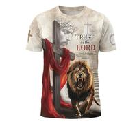 Camiseta Creer En La Religión, El Cristianismo Y Jesús. T-Shirt Transpirable Camisetas Básicas Moderna Manga Corta para Regular Camping Running L