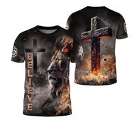 Camiseta Creer En La Religión, El Cristianismo Y Jesús. T-Shirt Unisex Shirts Transpirable Manga Corta para Camping Senderismo Running L