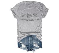 Camiseta cristiana con texto en inglés «Be Still and Know That I Am God» para mujer, inspiradora para Pascua, Jesús, gris, M