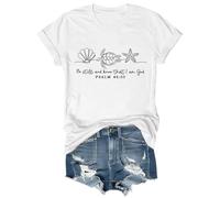 Camiseta cristiana con texto en inglés «Be Still and Know That I Am God» para mujer, inspiradora para Pascua, Jesús, blanco, S