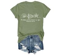 Camiseta cristiana con texto en inglés «Be Still and Know That I Am God» para mujer, inspiradora para Pascua, Jesús, verde, S