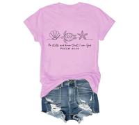 Camiseta cristiana con texto en inglés «Be Still and Know That I Am God» para mujer, inspiradora para Pascua, Jesús, rosa, M