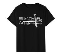 Camiseta cristiana con texto "He Left The 99 to Rescue Me" - Camiseta de fe con cruz de uñas | Parte superior con mensaje bíblico, Style_m02 Negro, XXL