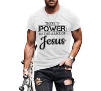 Camiseta cristiana para hombre, con texto en inglés "There is Power in The Name of Jesus", camisetas de manga corta, religiosas, informales, camisetas básicas de moda, blanco, 3XL