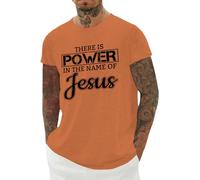 Camiseta cristiana para hombre, con texto en inglés "There is Power in The Name of Jesus", camisetas de manga corta, religiosas, informales, camisetas básicas de moda, naranja, 5XL