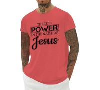 Camiseta cristiana para hombre, con texto en inglés "There is Power in The Name of Jesus", camisetas religiosas informales, camisetas básicas de manga corta, rosso, M